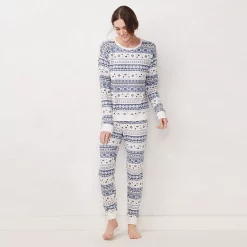 Women's LC Lauren Conrad Cozy Long Sleeve Pajama Top & Pajama Pants Set -LC Lauren Conrad shop 5034248 Blue Fairisle