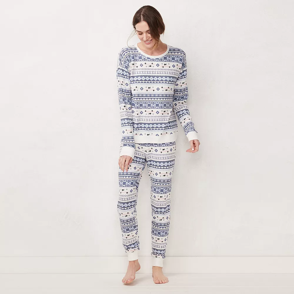 Petite LC Lauren Conrad Cozy Long Sleeve Pajama Top & Banded Bottom Pajama Pants Set 4 Petite LC Lauren Conrad Cozy Long Sleeve Pajama Top & Banded Bottom Pajama Pants Set - Image 2
