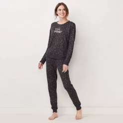 Petite LC Lauren Conrad Cozy Long Sleeve Pajama Top & Banded Bottom Pajama Pants Set 20 Petite LC Lauren Conrad Cozy Long Sleeve Pajama Top & Banded Bottom Pajama Pants Set -LC Lauren Conrad shop 5034450 Gray Hearts