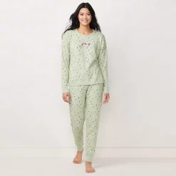 Petite LC Lauren Conrad Cozy Long Sleeve Pajama Top & Banded Bottom Pajama Pants Set 18 Petite LC Lauren Conrad Cozy Long Sleeve Pajama Top & Banded Bottom Pajama Pants Set -LC Lauren Conrad shop 5034450 Green Joy