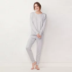 Petite LC Lauren Conrad Cozy Long Sleeve Pajama Top & Banded Bottom Pajama Pants Set 17 Petite LC Lauren Conrad Cozy Long Sleeve Pajama Top & Banded Bottom Pajama Pants Set -LC Lauren Conrad shop 5034450 Heather Gray