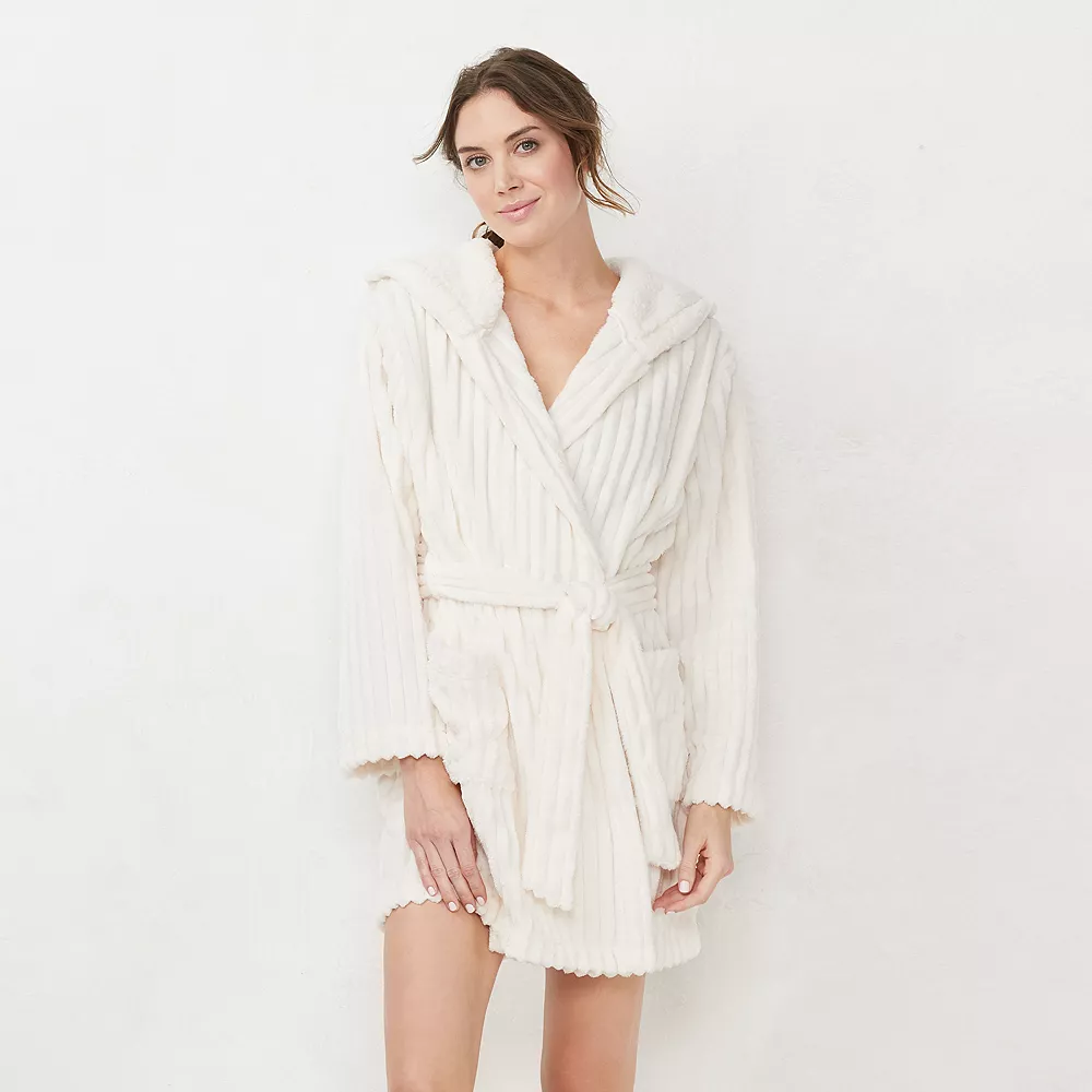 Women's LC Lauren Conrad Plush Hooded Wrap Robe 5 Women's LC Lauren Conrad Plush Hooded Wrap Robe - Image 3