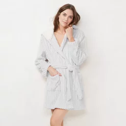 Women's LC Lauren Conrad Plush Hooded Wrap Robe 13 Women's LC Lauren Conrad Plush Hooded Wrap Robe -LC Lauren Conrad shop 5069352 Light Gray