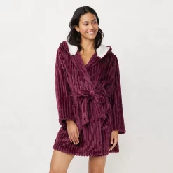 Women's LC Lauren Conrad Plush Hooded Wrap Robe 12 Women's LC Lauren Conrad Plush Hooded Wrap Robe -LC Lauren Conrad shop 5069352 Plum