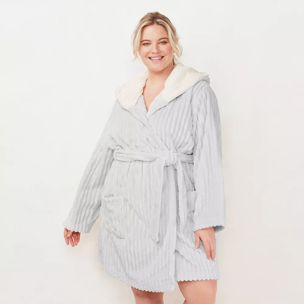 Plus Size LC Lauren Conrad Plush Hooded Wrap Robe 3 Plus Size LC Lauren Conrad Plush Hooded Wrap Robe