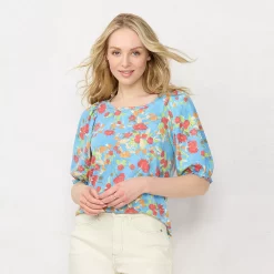 Women's LC Lauren Conrad Puff Sleeve Top 14 Women's LC Lauren Conrad Puff Sleeve Top -LC Lauren Conrad shop 5230221 Blue Monet Florals