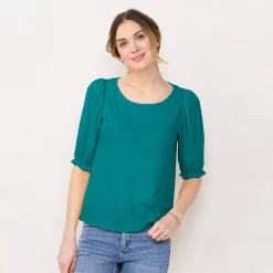 Women's LC Lauren Conrad Puff Sleeve Top 12 Women's LC Lauren Conrad Puff Sleeve Top -LC Lauren Conrad shop 5230221 Cocktail Teal