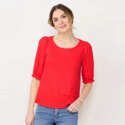 Women's LC Lauren Conrad Puff Sleeve Top 13 Women's LC Lauren Conrad Puff Sleeve Top -LC Lauren Conrad shop 5230221 Red Garden