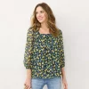 Petite LC Lauren Conrad Squareneck Peasant Top -LC Lauren Conrad shop 5232919 Navy Lemon