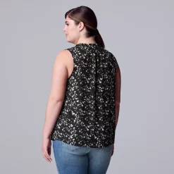 Plus Size Simply Vera Vera Wang Ruffle Neck Tank -LC Lauren Conrad shop 5248034 ALT