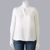 Plus Size Simply Vera Vera Wang Ruffle Neck Tank -LC Lauren Conrad shop 5248034 White Knight