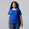 Plus Size Simply Vera Vera Wang Relaxed Scoopneck Tee 1 Plus Size Simply Vera Vera Wang Relaxed Scoopneck Tee -LC Lauren Conrad shop 5256626 Vera Blue