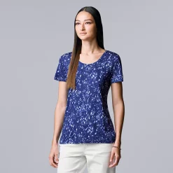 Petite Simply Vera Vera Wang Printed Short Sleeve Tee -LC Lauren Conrad shop 5256811 Bespeckle Mix