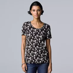 Petite Simply Vera Vera Wang Printed Short Sleeve Tee -LC Lauren Conrad shop 5256811 Mini Shadow Stems