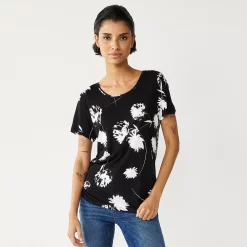 Petite Simply Vera Vera Wang Printed Short Sleeve Tee -LC Lauren Conrad shop 5256811 Modern Floral