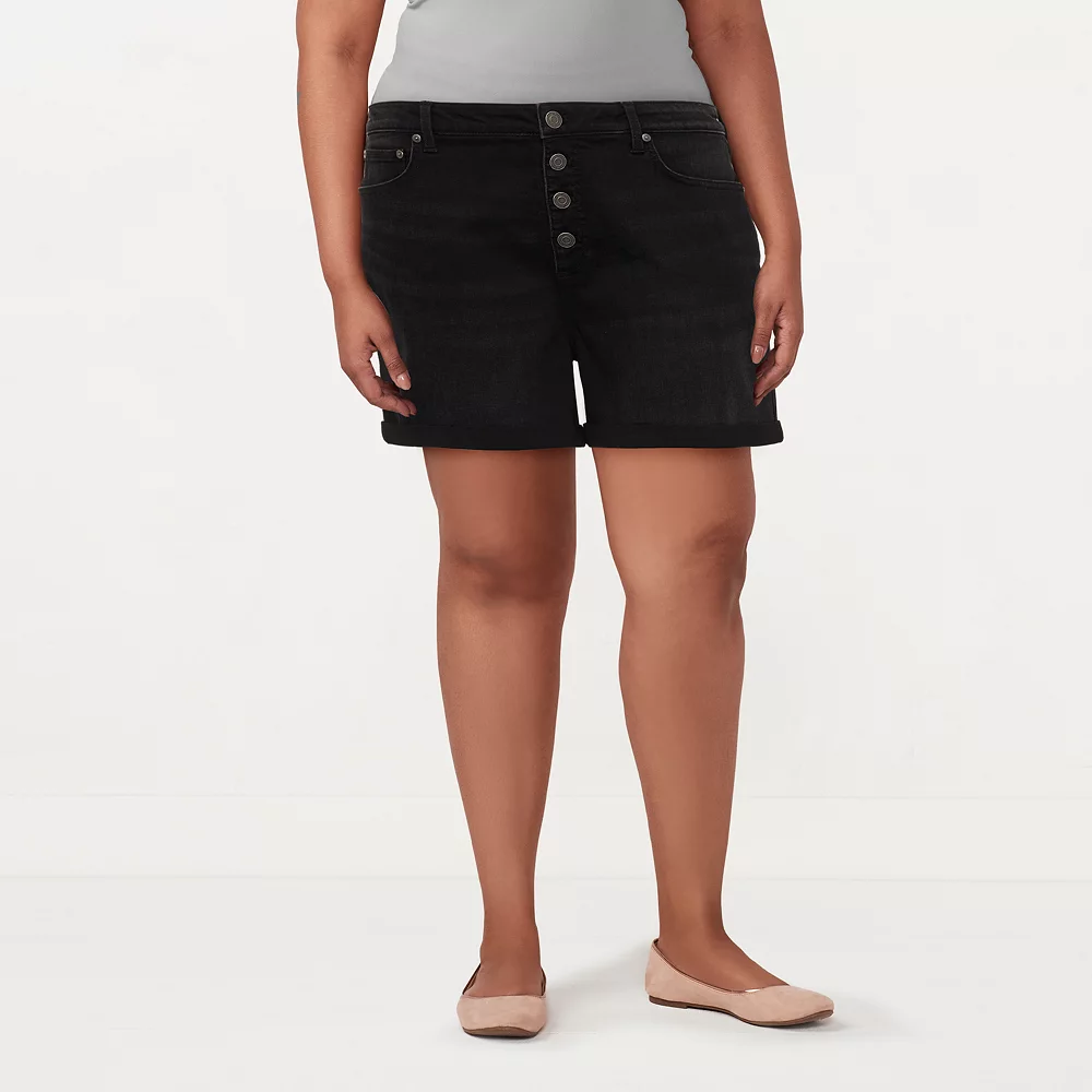 Plus Size LC Lauren Conrad 5" Cuffed High-Waisted Shorts 3 Plus Size LC Lauren Conrad 5" Cuffed High-Waisted Shorts