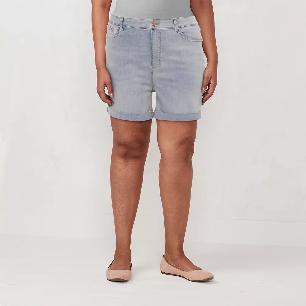 Plus Size LC Lauren Conrad 5" Cuffed High-Waisted Shorts 4 Plus Size LC Lauren Conrad 5" Cuffed High-Waisted Shorts - Image 2