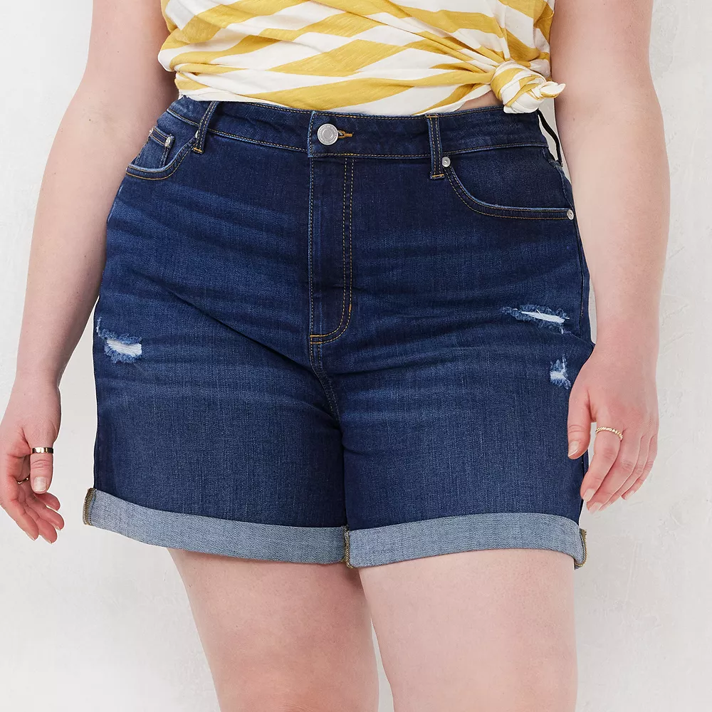 Plus Size LC Lauren Conrad 5" Cuffed High-Waisted Shorts 5 Plus Size LC Lauren Conrad 5" Cuffed High-Waisted Shorts - Image 3