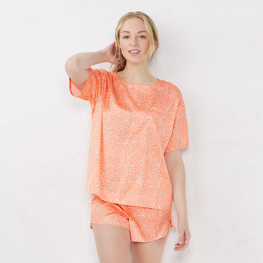 Women's LC Lauren Conrad Satin Pajama Top & Pajama Shorts Sleep Set 4 Women's LC Lauren Conrad Satin Pajama Top & Pajama Shorts Sleep Set - Image 2