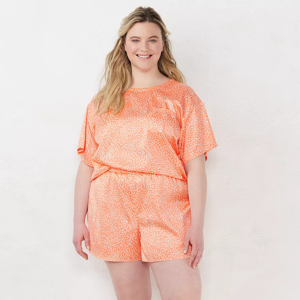 Plus Size LC Lauren Conrad Satin Pajama Top & Pajama Shorts Sleep Set 5 Plus Size LC Lauren Conrad Satin Pajama Top & Pajama Shorts Sleep Set - Image 3