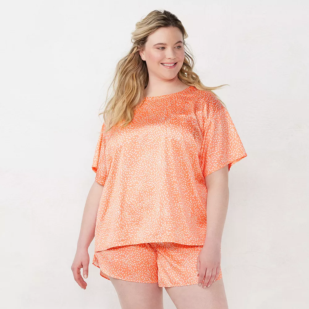 Plus Size LC Lauren Conrad Satin Pajama Top & Pajama Shorts Sleep Set 4 Plus Size LC Lauren Conrad Satin Pajama Top & Pajama Shorts Sleep Set - Image 2