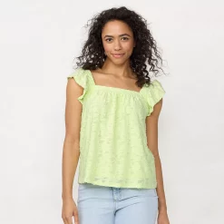 Women's LC Lauren Conrad Ruffled Sleeve Cross-Back Top -LC Lauren Conrad shop 5512777 Illusion Green