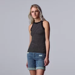 Simply Vera Vera Wang Essential Tank -LC Lauren Conrad shop 5518644 Black White Stripe