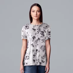 Women's Simply Vera Vera Wang Ruched Sleeve Tee -LC Lauren Conrad shop 5518759 Faded Blooms