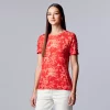 Women's Simply Vera Vera Wang Ruched Sleeve Tee -LC Lauren Conrad shop 5518759 Red Pink Texture