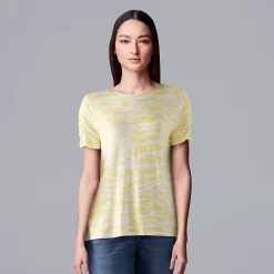 Women's Simply Vera Vera Wang Ruched Sleeve Tee -LC Lauren Conrad shop 5518759 Yellow Texture