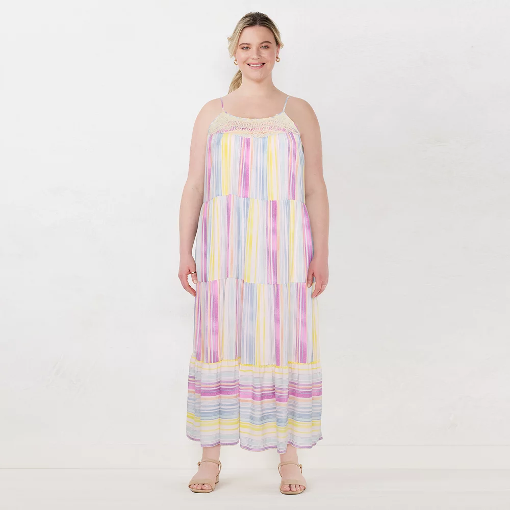 Plus Size LC Lauren Conrad Crochet-Yoke Tiered Maxi Dress 3 Plus Size LC Lauren Conrad Crochet-Yoke Tiered Maxi Dress