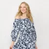 Women's LC Lauren Conrad Off-The-Shoulder Puff Sleeve Top 2 Women's LC Lauren Conrad Off-The-Shoulder Puff Sleeve Top -LC Lauren Conrad shop 5534000 Navy Daisies