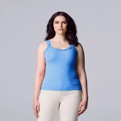 Women's Simply Vera Vera Wang Solid Lace Trimmed Tank 5 Women's Simply Vera Vera Wang Solid Lace Trimmed Tank -LC Lauren Conrad shop 5535059 Beatrix Blue