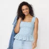 Women's LC Lauren Conrad Smocked Peplum Tank 1 Women's LC Lauren Conrad Smocked Peplum Tank -LC Lauren Conrad shop 5546031 Blue Tulips