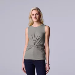 Women's Simply Vera Vera Wang Twist-Front Tank -LC Lauren Conrad shop 5561348 Medium Heather