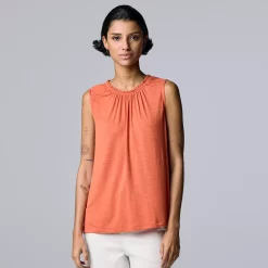 Women's Simply Vera Vera Wang Shirred Tank -LC Lauren Conrad shop 5561492 Cajun Orange
