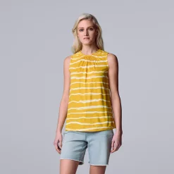 Women's Simply Vera Vera Wang Shirred Tank -LC Lauren Conrad shop 5561492 Soft Stripes