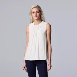 Women's Simply Vera Vera Wang Shirred Tank -LC Lauren Conrad shop 5561492 White Knight