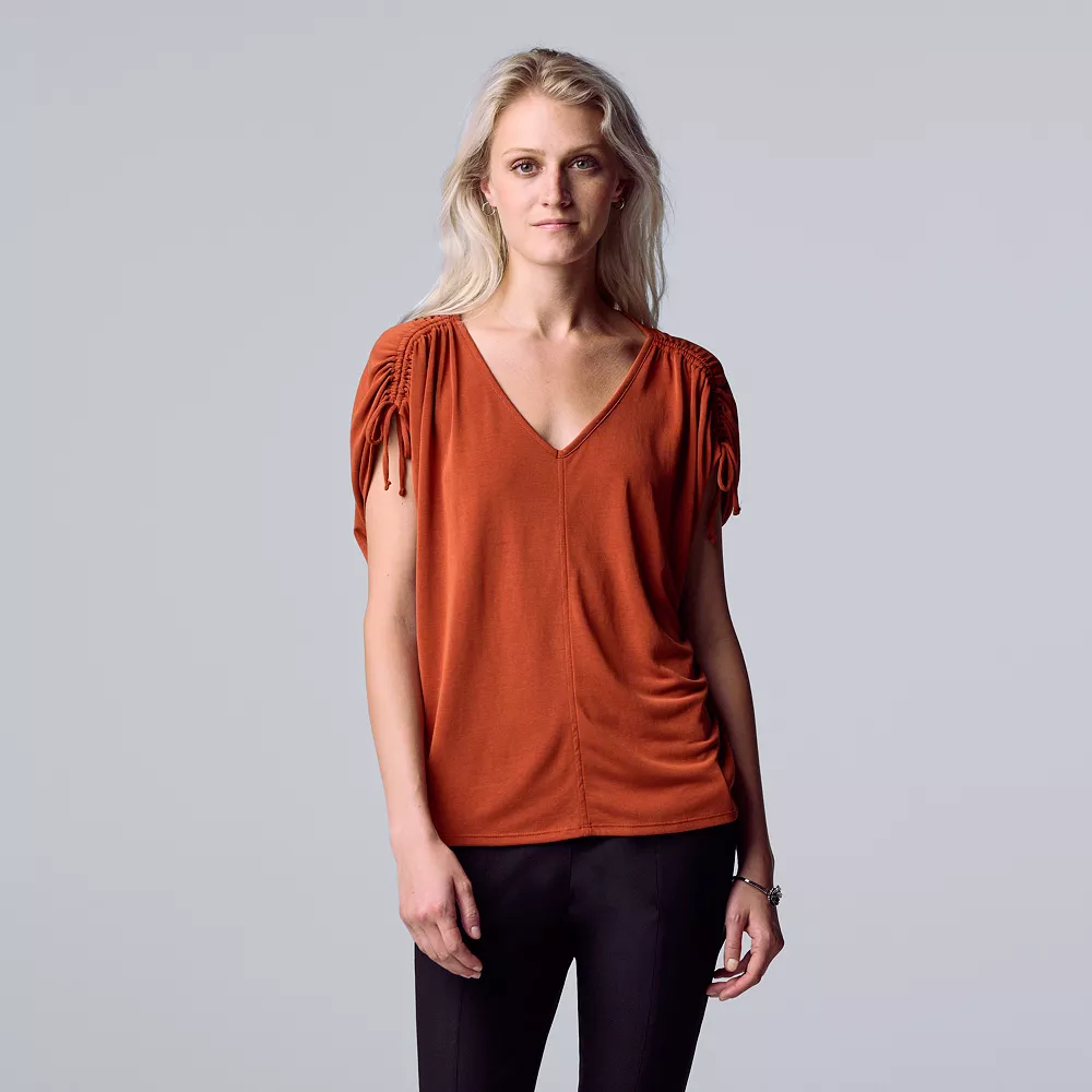 Women's Simply Vera Vera Wang Ruched-Shoulder Dolman Tee 4 Women's Simply Vera Vera Wang Ruched-Shoulder Dolman Tee - Image 2