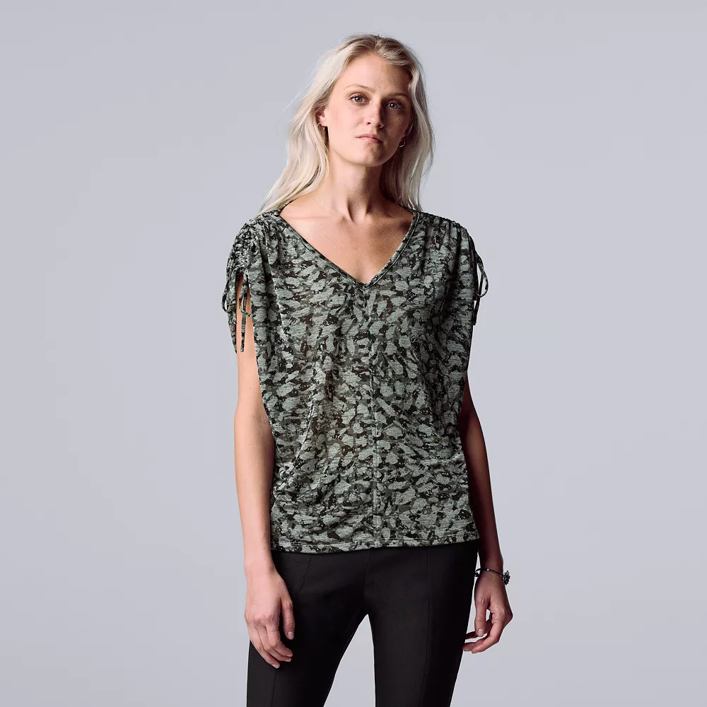 Women's Simply Vera Vera Wang Ruched-Shoulder Dolman Tee 6 Women's Simply Vera Vera Wang Ruched-Shoulder Dolman Tee - Image 4