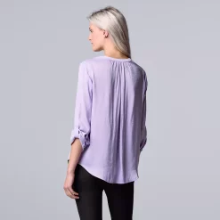 Women's Simply Vera Vera Wang Roll-Tab Sleeve Popover Blouse -LC Lauren Conrad shop 5561929 ALT