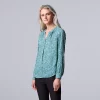 Women's Simply Vera Vera Wang Roll-Tab Sleeve Popover Blouse -LC Lauren Conrad shop 5561929 Pebble Leo