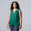 Plus Size Simply Vera Vera Wang Pintuck Sleeveless Top 1 Plus Size Simply Vera Vera Wang Pintuck Sleeveless Top -LC Lauren Conrad shop 5564675 Dark Teal