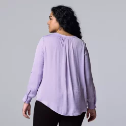 Plus Size Simply Vera Vera Wang Roll-Tab Popover Top -LC Lauren Conrad shop 5564678 ALT