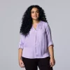 Plus Size Simply Vera Vera Wang Roll-Tab Popover Top 1 Plus Size Simply Vera Vera Wang Roll-Tab Popover Top -LC Lauren Conrad shop 5564678 Megan Purple