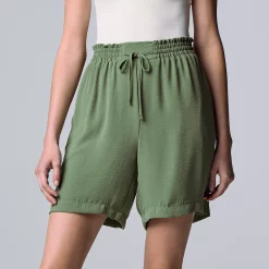 Women's Simply Vera Vera Wang High-Rise Paperbag Waist Shorts -LC Lauren Conrad shop 5568343 Olive Meadow