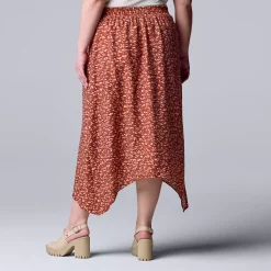 Plus Size Simply Vera Vera Wang Print Shark-Bite Hem Midi Skirt -LC Lauren Conrad shop 5568893 ALT