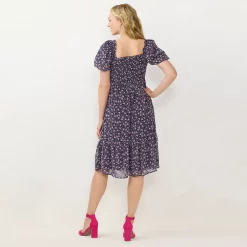 Women's LC Lauren Conrad Puff-Sleeve Smocked Midi Dress -LC Lauren Conrad shop 5577677 ALT