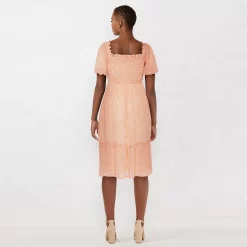 Women's LC Lauren Conrad Puff-Sleeve Smocked Midi Dress -LC Lauren Conrad shop 5577677 ALT3