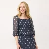 Women's LC Lauren Conrad Smocked Puff-Sleeve Top -LC Lauren Conrad shop 5581238 Navy Dots